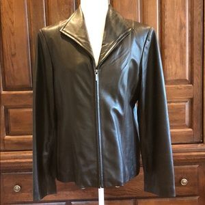 Womens Nine West Brown Leather Jacket SZ Large